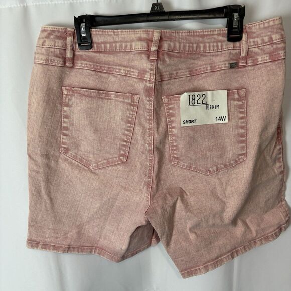 1822 Denim Women’s 14W High Rise Annabeth Roll Short Pink Stretch Summer - Picture 9 of 12